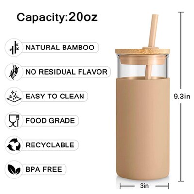 Tumbler Glass Water Bottle Iced Coffee Cup Smoothie Drinking