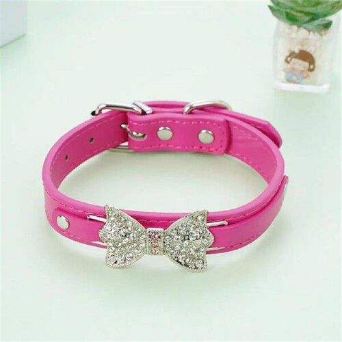 Adjustable Pet Collar with Rhinestones Fashionable Dog