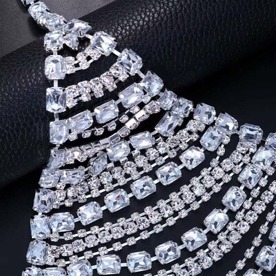 Geometric chest chain fashion personality crystal high-end s