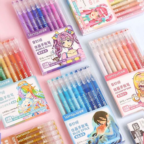 Kawaii Morandi Gray Pens Set Multi Color Gel Ink Pens Vintag