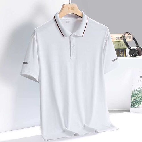 Summer Ice Silk All-match Mens Polo Shirt Youth Thin Comfor