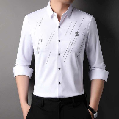 Mens Shirt Long-sleeved Business Casual Non-ironing Spring