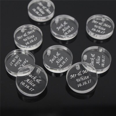 50*Personalized Bride Baptism Engraved Silver Mirror Round D