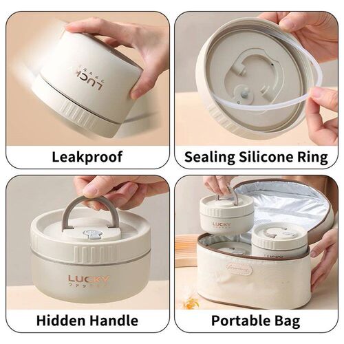 WORTHBUY Bento Lunch Box Set, Portable Keep Warm Lunch Conta