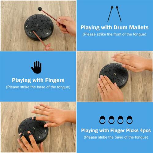 Tongue Drum Rain Drum Musical Metal Drums Set Stable Light-W