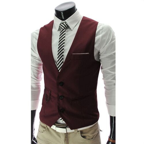 Mens Suit Vest Slim-fit Korean Mens Work Clothes Suit Vest
