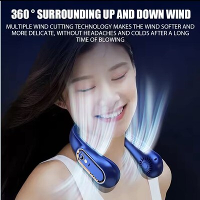 Neck Bladeless Fan Portable Lazy Silent Fan Usb Charging