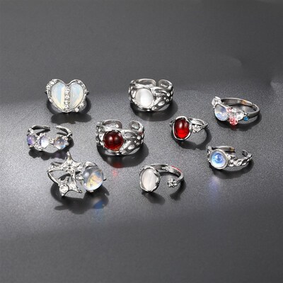 Vintage cats eye flower bud womens ring复古猫眼花蕾戒指女