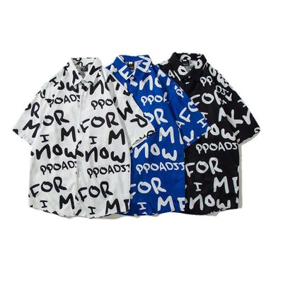 Klein Blue Short-sleeved Shirt Mens Loose Half-sleeved Summ
