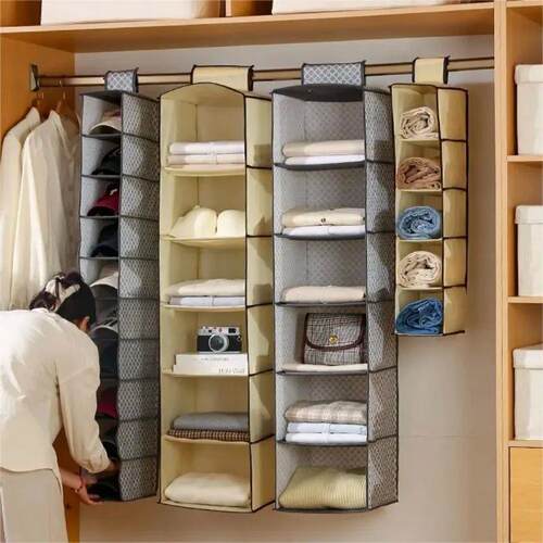 Multi Tiered Storage Hanging Bag Foldable Non Woven for Home