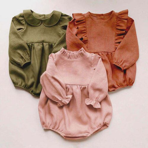 Summer Newborn Baby Girl Clothes Solid Color Baby Rompers Co