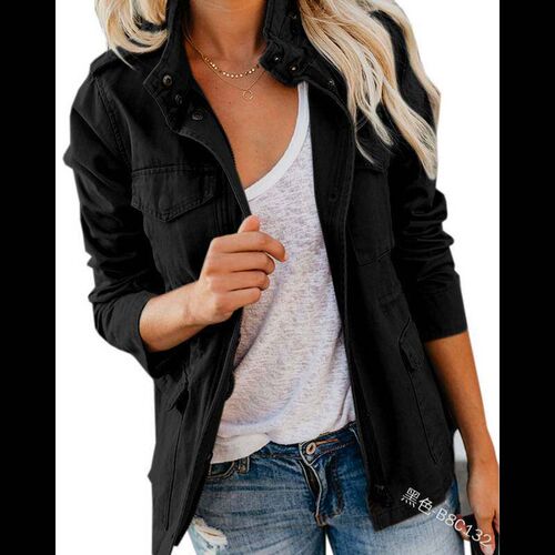 Slim-fit Fashionable rendy Solid lor Loose Korean Style Zipp