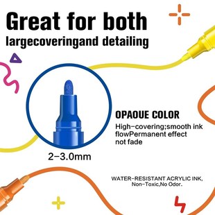 12/18/24Pcs/Set Acrylic Graffiti Pens for Fabric, Canvas, Ro