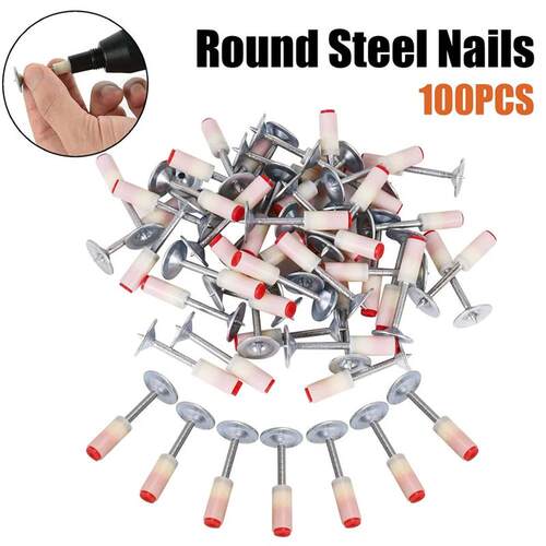 100PC Steel Round Nails for Nail Wall Fastening Tool Slottin
