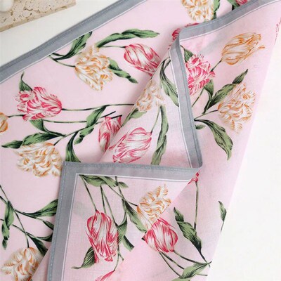 3 Packs of Elegant Flower Handkerchiefs for Women, Pure Cott