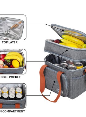 Large Double layered Cooler Bag Insulated Lunch Bag cold box