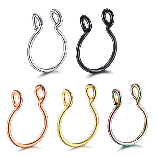 1Pc Stainless Steel Fake Nose Ring Hoop Septum Rings C Clip