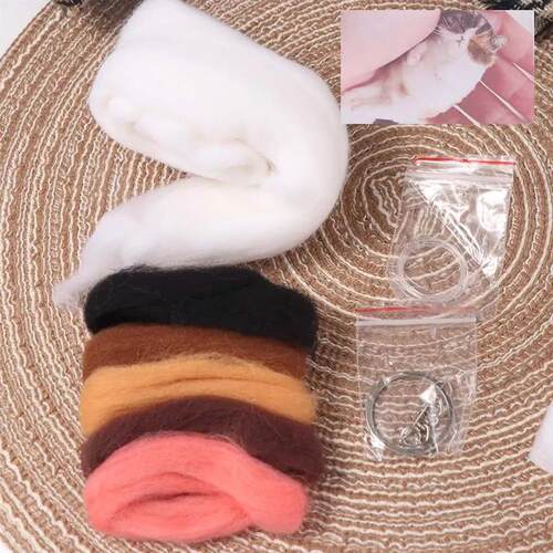 Non-Finished Cat Wool Needle Felting Kit Handmade DIY Wool F