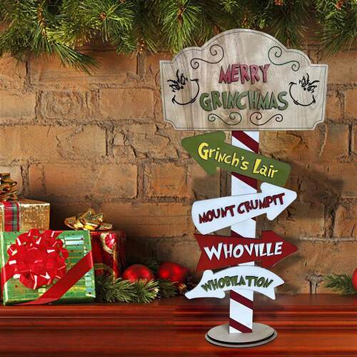 Christmas Wood Decor Cute Christmas Cartoon Charactor Standi