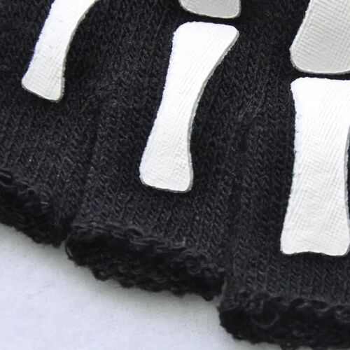 Unisex Adult Halloween Skeleton Skull Half Finger Gloves Glo