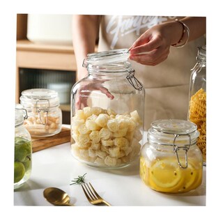 Round Glass Tea Jar Food Storage Box Preservation Container