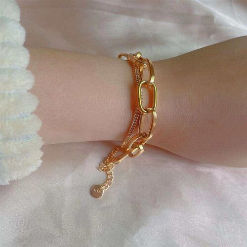 Titanium steel double layered girl brlet new simple light lu