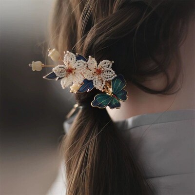 Hair accessories paired with qipao headwear古筝演出头饰