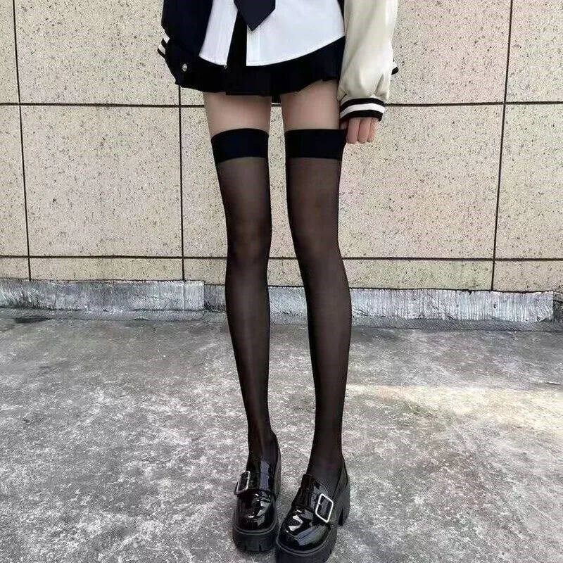 Kostum JK Stoking Jala Tinggi Paha Seksi Wanita Kaus Kaki Ti