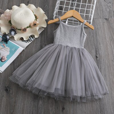 Summer Cute Girls Sequined Princess Dress Kids Sleeveless Tu