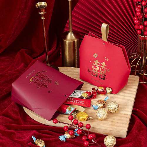 Wedding Candy Box Leather Portable Candy Box Gift Bag Chines
