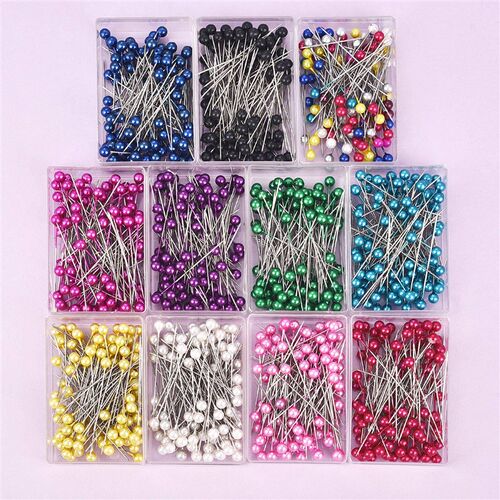 100Pcs/Box 38cm Colorful Round Pearl Head Needles Stitch Str