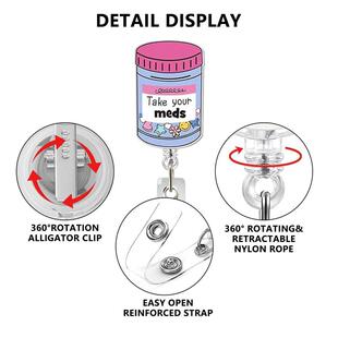 Glitter Acrylic Medicine Bottle Nurse Badge Reel Retractable