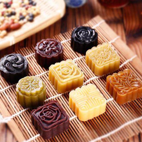 6pcs 3D Flowers Stamps Moon Cake Decor Mould Barrel Round Mo