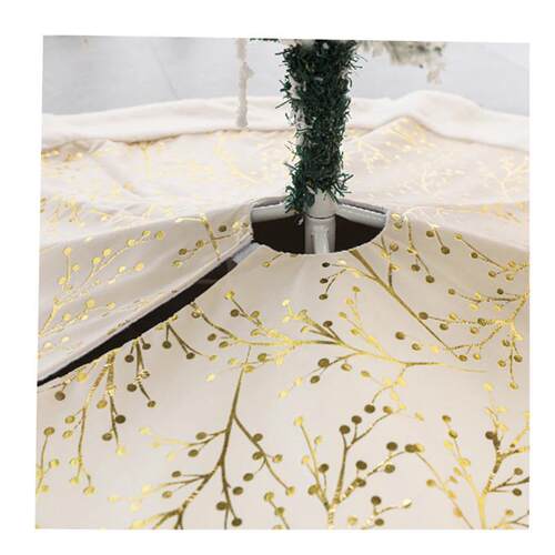 Christmas Tree Skirt - 48 inch Flower Branch Pattern Bronzin
