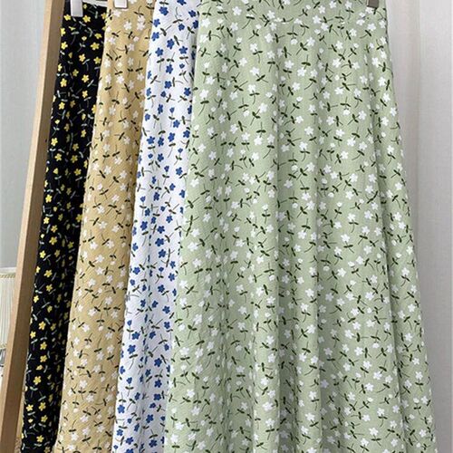 REALEFT New Stylish Floral Printed Tulle Mi-long Women Skirt
