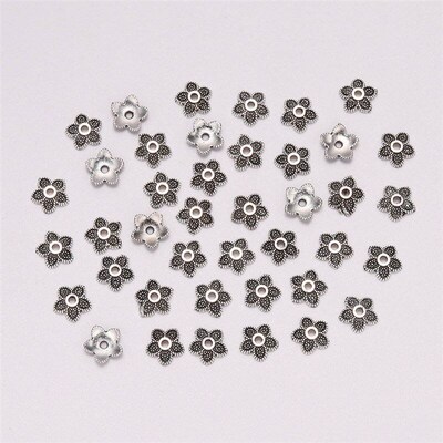 DIY Accessory Materials Retro Bead Caps with Five Petals Flo