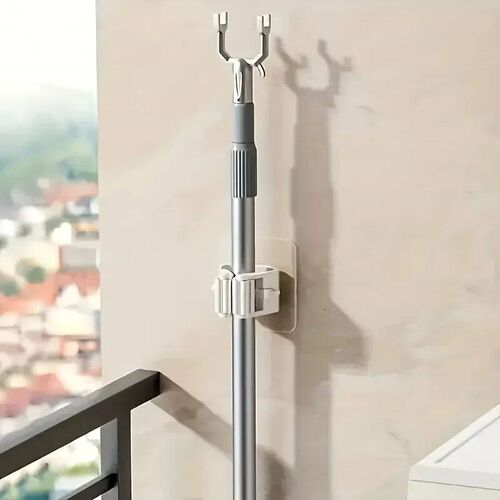 Mop Holder Self-adhesive Broom Stand Wall Mounted Mop Suppor