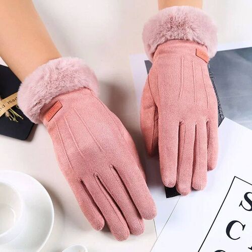 Women Winter Gloves Warm Screen Womens Fur Gloves Full Fing