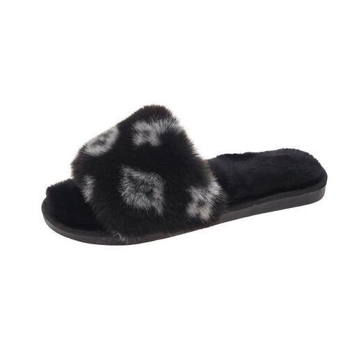 Flat Plush Slippers for Women Winter IndoorOutdoor Colorbloc