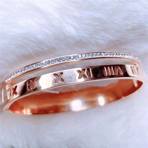 Titanium steel brlet female Roman numerals with diamond brle