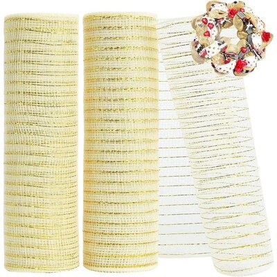Golden Grid Ribbon Christmas Tree Decoration Mesh Tulle Roll