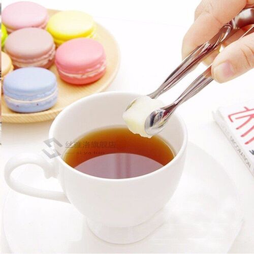 1pc Mini Sugar  Tweezer Stainless Steel Clamp Tongs s Coffee