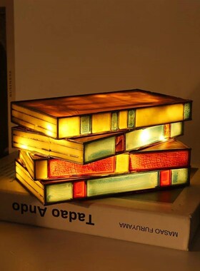 Vintage Stacked Books Lamp Decorative Handicraft Stacked Boo