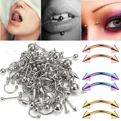 2pcs Stainless Steel Colorful Curved Barbell Double Spike&Ba