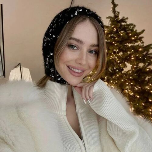 Designer Ins Sequined Pullover Beanies Cap for Women Autumn