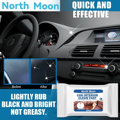 North Moon Auto Interior Cleaning Wipes - No Water Needed, L