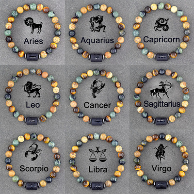 12 Zodiac Sign Bracelet Homme Constellation Bangles Men
