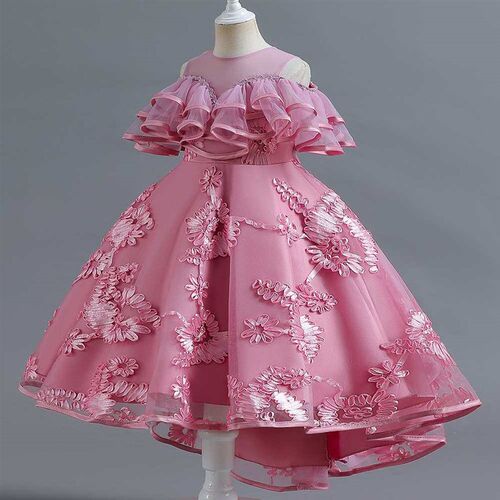 Girls Dress New Style Elegant Little Girls off-shoulder Pr
