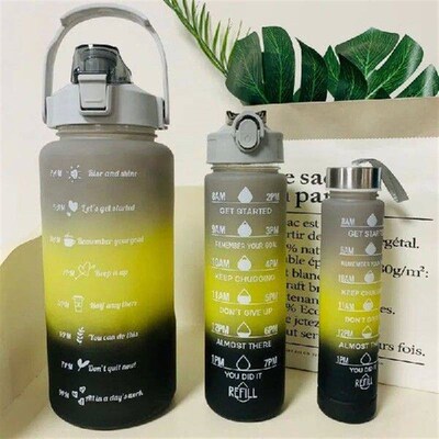 3 Pieces Gradient Color Leak-proof Plastic Water Bottles,