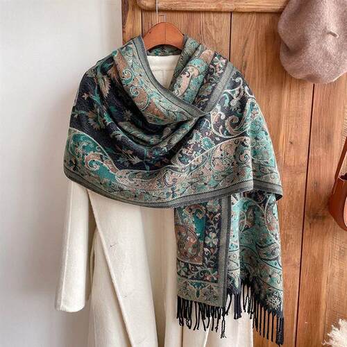 Luxury Women Embroider Flower Pashmina Winter Warm Cashmere